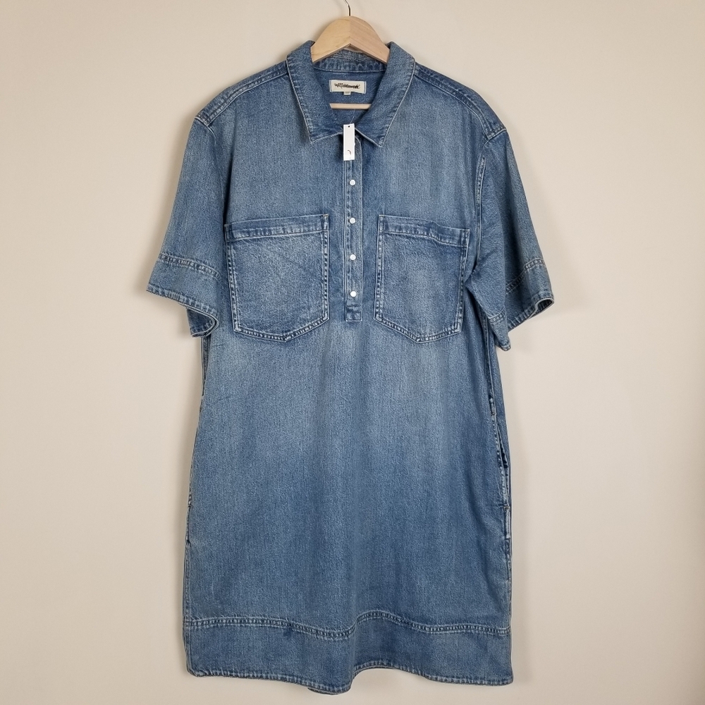 Madewell Denim Popover Mini Dress XXL NWT - Picture 3 of 9